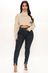 Sienna Seam Front Ankle Slit Skinny Jeans - Dark Wash Ins Street